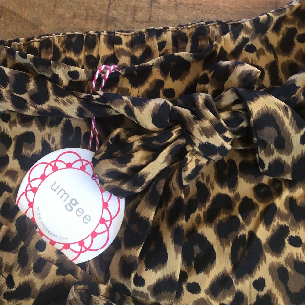 <LAST>High Waist Leopard Wide Leg Front Tie Pants - Picture 6 of 8